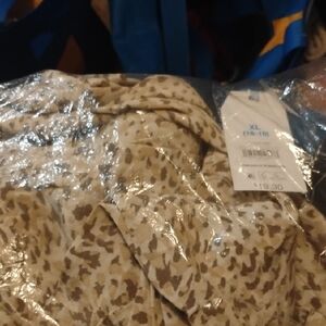 Beige and Brown Patterned Pajamas XL  Still In Bag With Tag